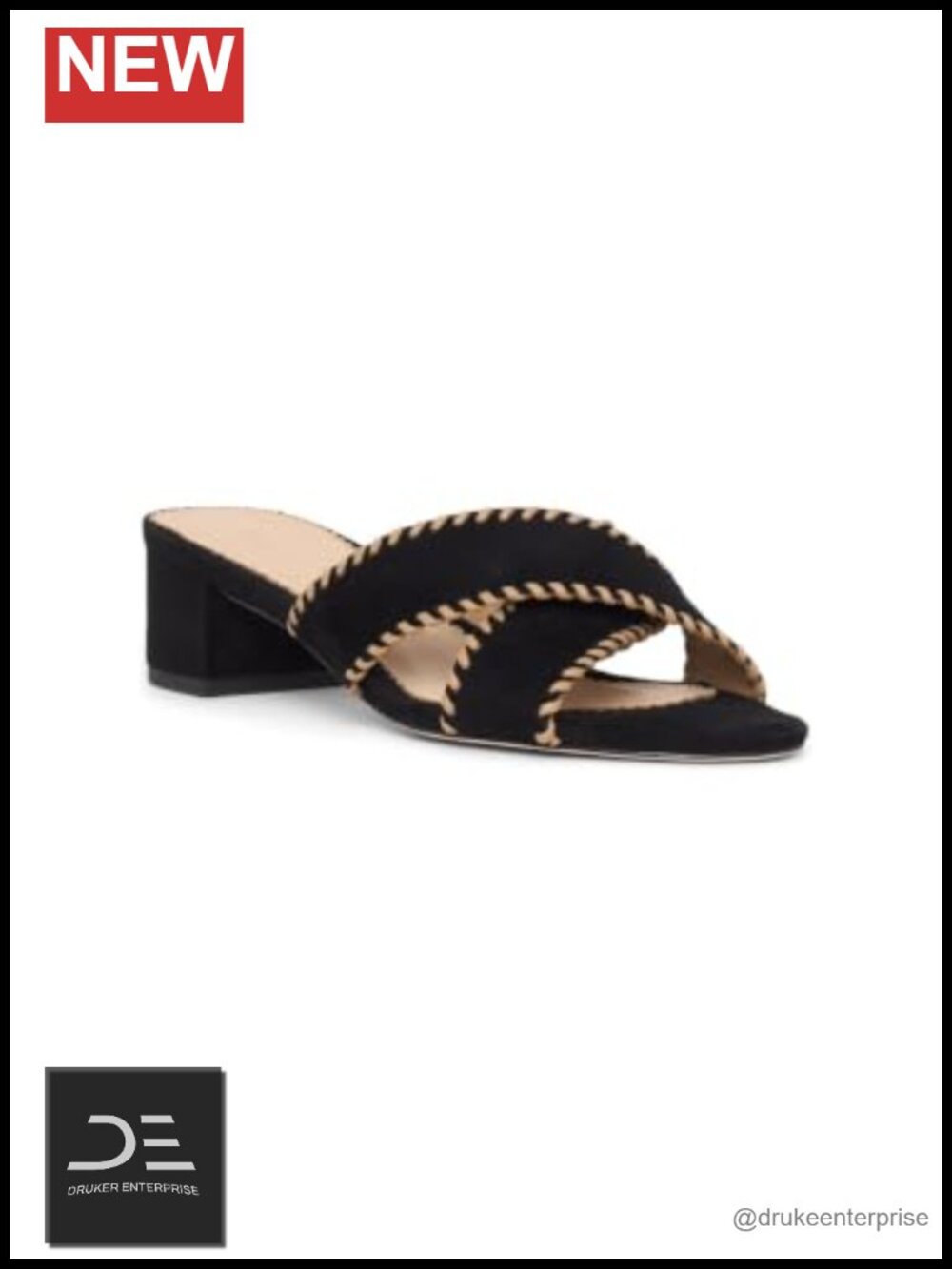 Suede Crisscross Block Heel Sandals Ankle Strap Slip On